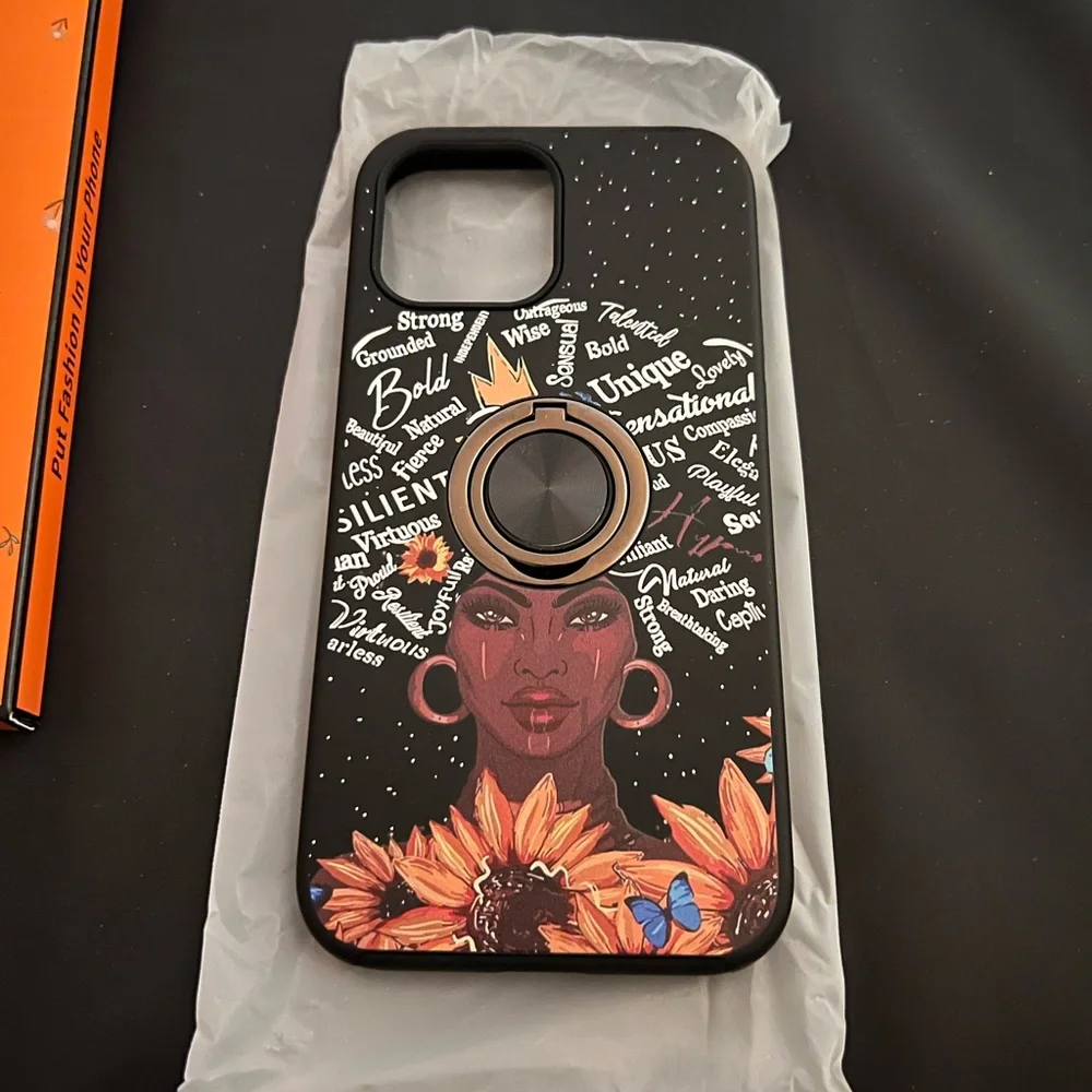 Like New IPhone 13 Pro Max Sunflower Girl Hard Phone Case with Kickstand